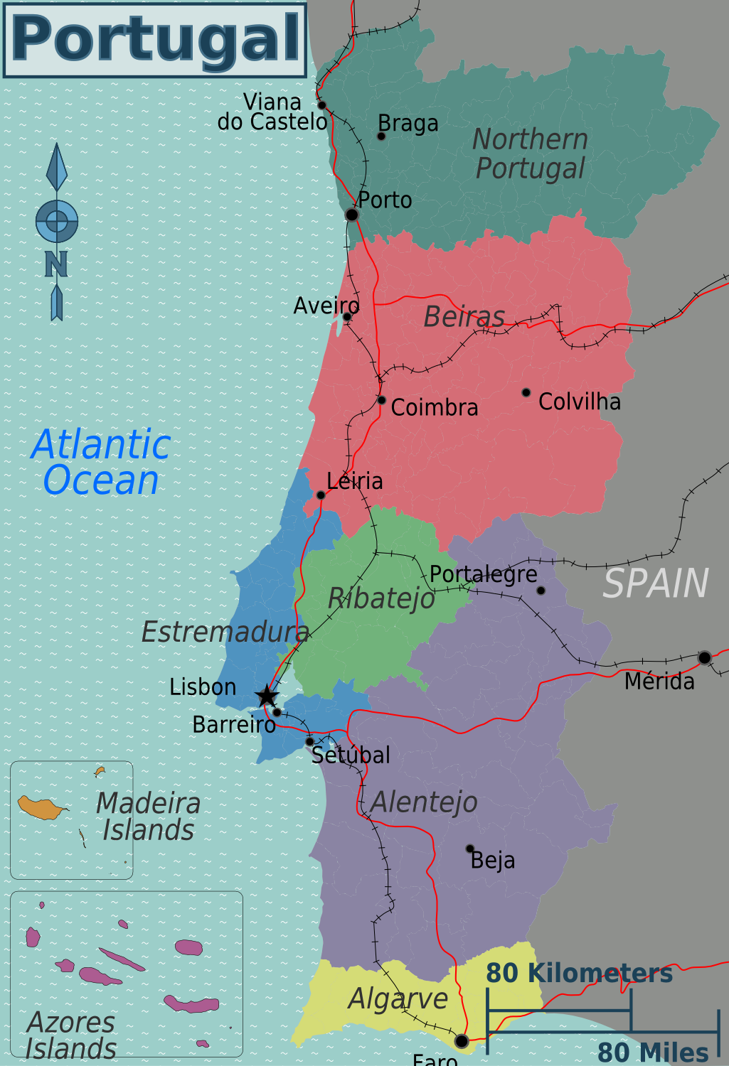 Portugal Regions Map 